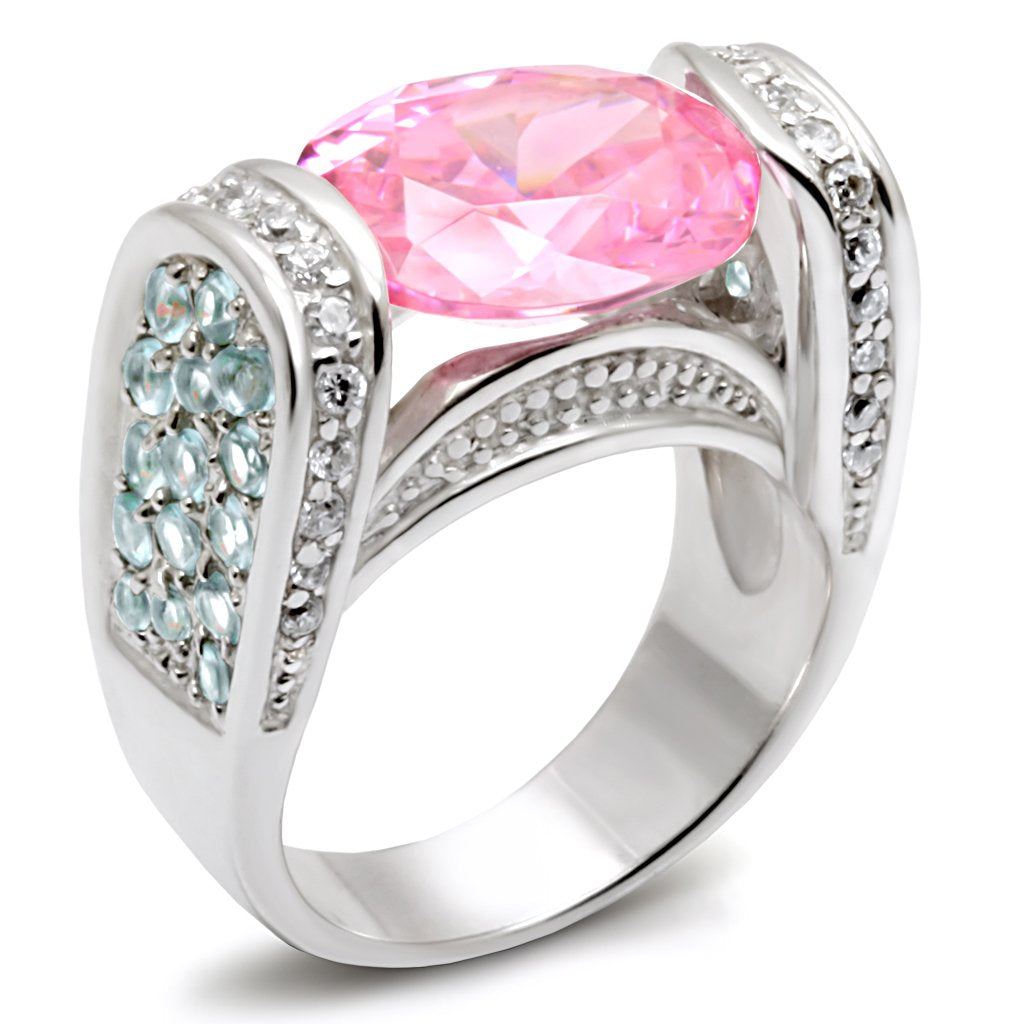 LOS488 - Silver 925 Sterling Silver Ring with AAA Grade CZ in Rose-0