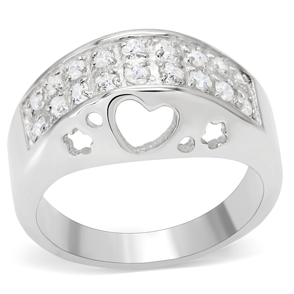 LOS506 - Silver 925 Sterling Silver Ring with AAA Grade CZ in Clear-0