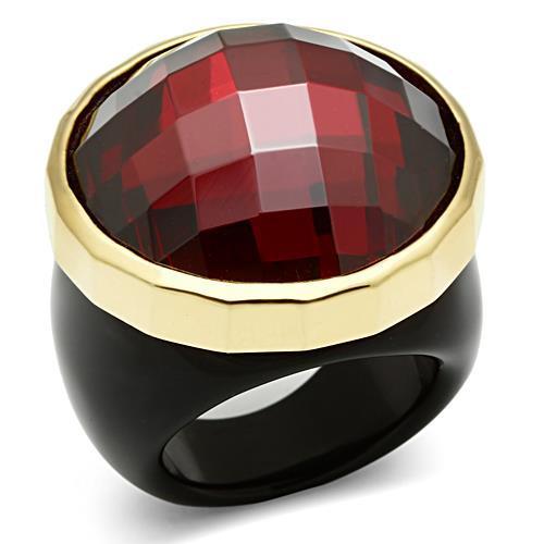 LOS525 - Gold 925 Sterling Silver Ring with AAA Grade CZ in Garnet-0