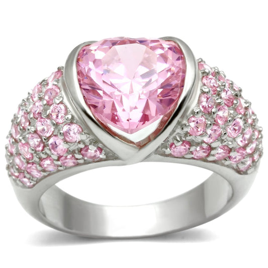 LOS533 - Silver 925 Sterling Silver Ring with AAA Grade CZ in Rose-0