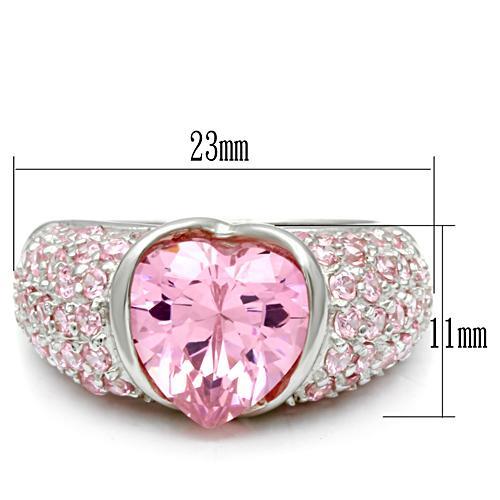 LOS533 - Silver 925 Sterling Silver Ring with AAA Grade CZ in Rose-1