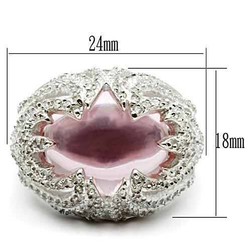 LOS536 - Silver 925 Sterling Silver Ring with Synthetic Synthetic Glass in Light Rose-1