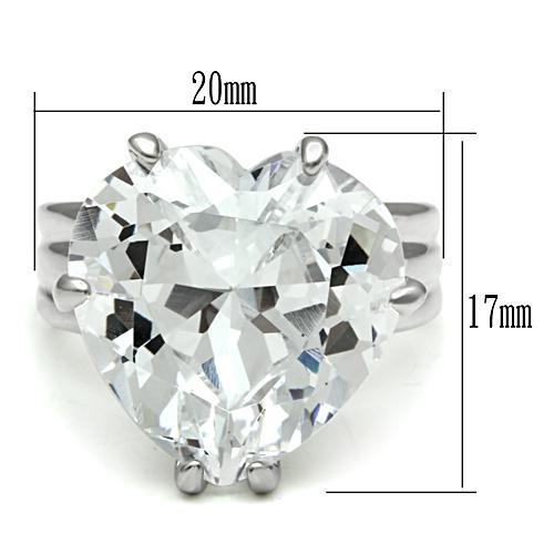 LOS543 - Silver 925 Sterling Silver Ring with AAA Grade CZ in Clear-1