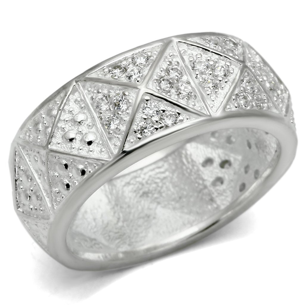 LOS559 - Silver 925 Sterling Silver Ring with AAA Grade CZ in Clear-0