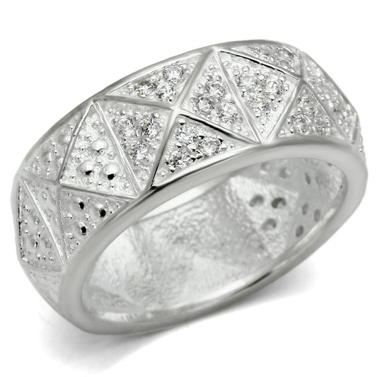 LOS559 - Silver 925 Sterling Silver Ring with AAA Grade CZ in Clear-0