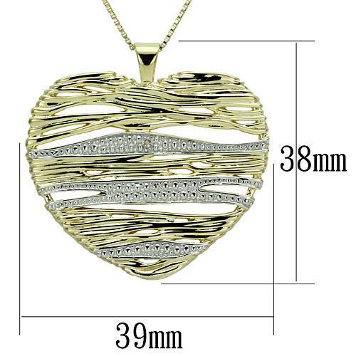 LOS599 - Gold+Rhodium 925 Sterling Silver Necklace with AAA Grade CZ in Clear-1