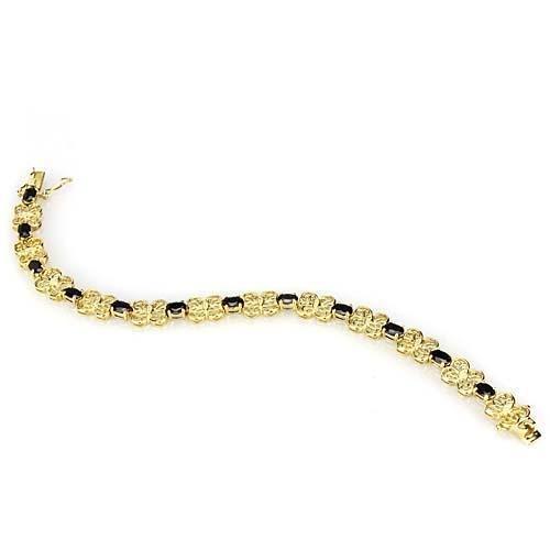 LOS602 - Gold 925 Sterling Silver Bracelet with AAA Grade CZ in Jet-1