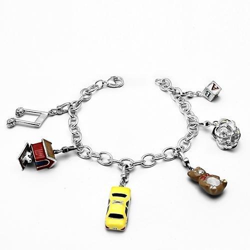 LOS604 - Silver 925 Sterling Silver Bracelet with Top Grade Crystal in Clear-0