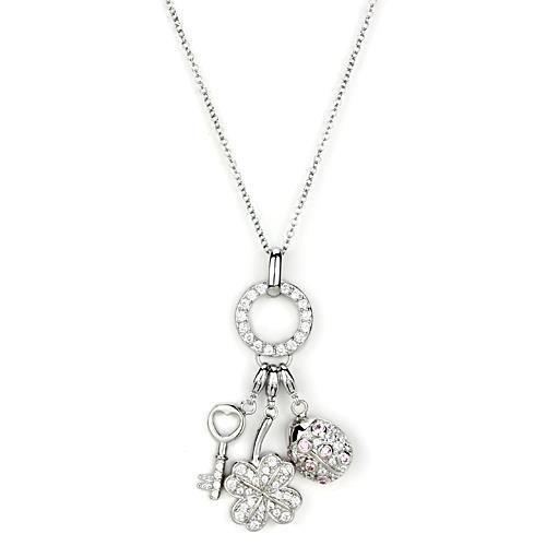 LOS609 - Silver 925 Sterling Silver Necklace with AAA Grade CZ in Multi Color-0