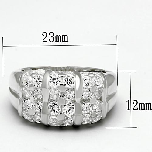 LOS630 - Silver 925 Sterling Silver Ring with AAA Grade CZ in Clear-1