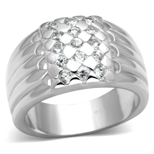 LOS639 - Silver 925 Sterling Silver Ring with AAA Grade CZ in Clear-0