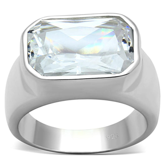 LOS671 - Silver 925 Sterling Silver Ring with AAA Grade CZ in Clear-0