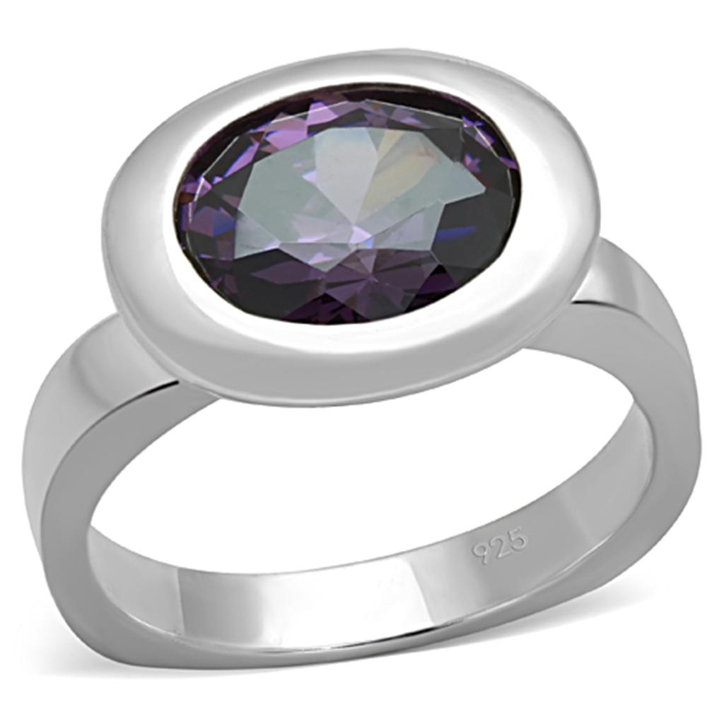 LOS749 - Silver 925 Sterling Silver Ring with AAA Grade CZ in Amethyst-0