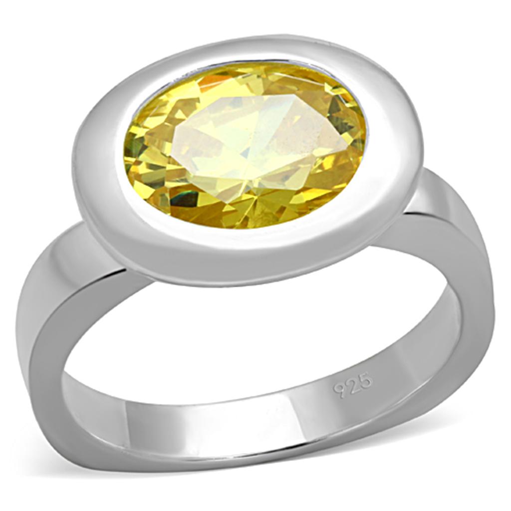 LOS751 - Silver 925 Sterling Silver Ring with AAA Grade CZ in Topaz-0