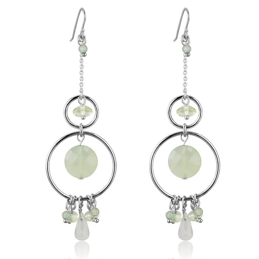 LOS791 - Silver 925 Sterling Silver Earrings with Synthetic Jade in Multi Color-0