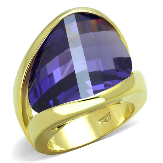 LOS821 - Gold 925 Sterling Silver Ring with AAA Grade CZ in Tanzanite-0