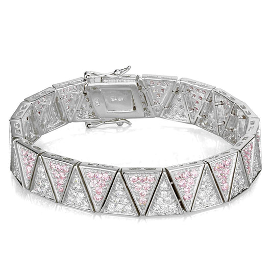 LOS845 - Rhodium 925 Sterling Silver Bracelet with AAA Grade CZ in Rose-0
