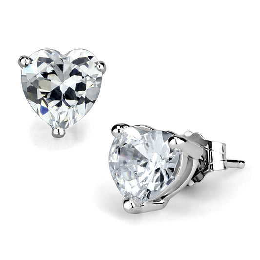 LOS882 - Rhodium 925 Sterling Silver Earrings with AAA Grade CZ in Clear-0