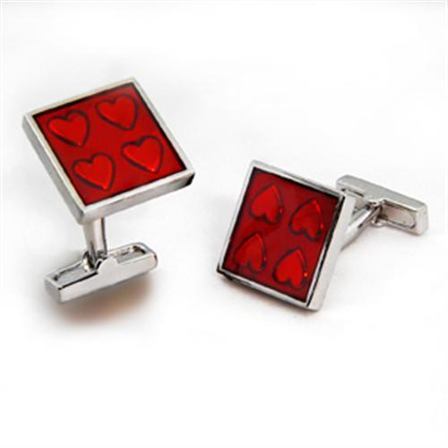 OT581 - Rhodium Brass Cufflink with Epoxy in Siam-0