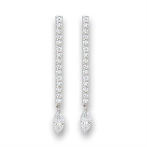 S411207 - Rhodium 925 Sterling Silver Earrings with AAA Grade CZ in Clear-0