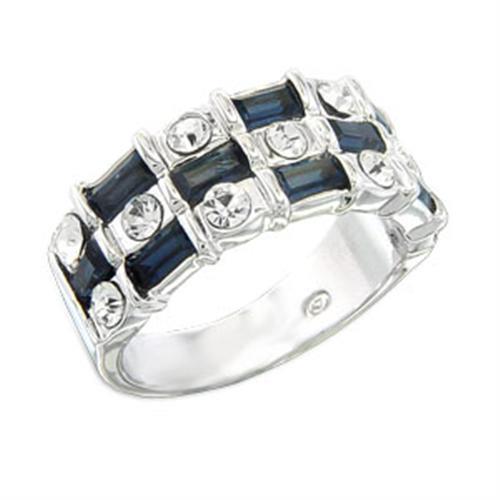 S55206 - Rhodium 925 Sterling Silver Ring with Top Grade Crystal in Montana-0