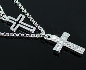 Double Cross Necklace use Austrian Crystal XN201-0