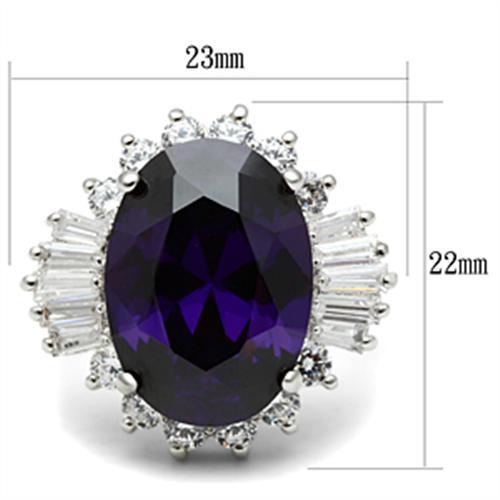 SS001 - Silver 925 Sterling Silver Ring with AAA Grade CZ in Amethyst-1