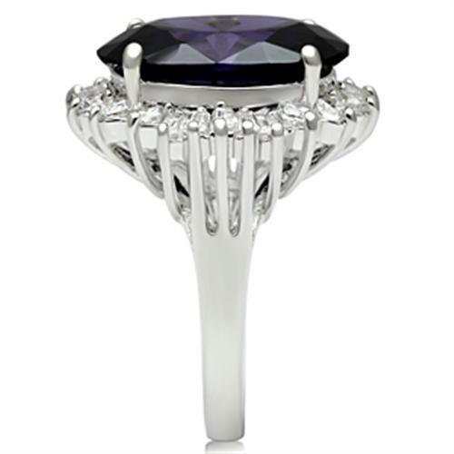 SS001 - Silver 925 Sterling Silver Ring with AAA Grade CZ in Amethyst-3