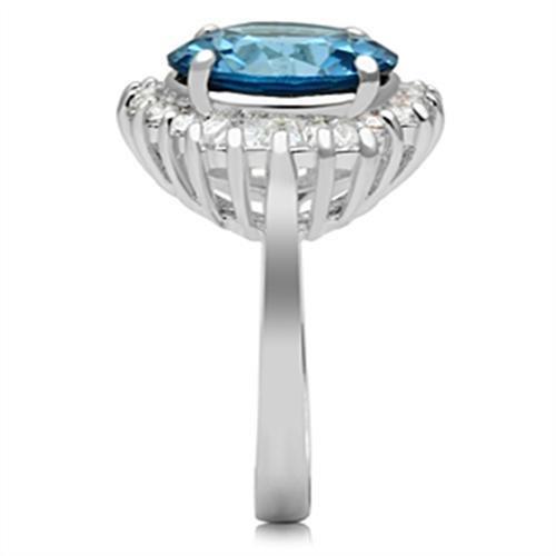 SS003 - Silver 925 Sterling Silver Ring with Synthetic Spinel in London Blue-3