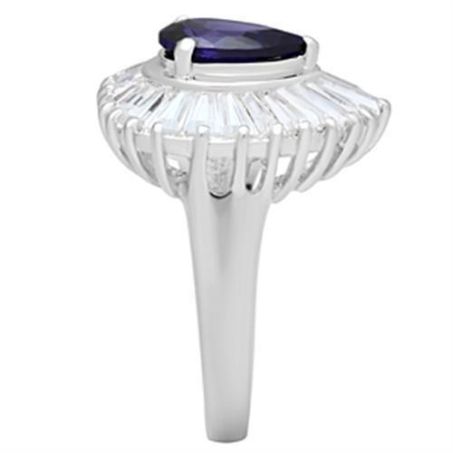 SS004 - Silver 925 Sterling Silver Ring with AAA Grade CZ in Tanzanite-3
