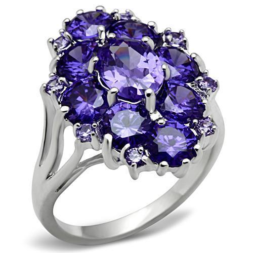 SS005 - Silver 925 Sterling Silver Ring with AAA Grade CZ in Tanzanite-0