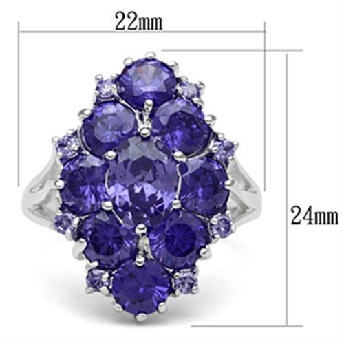 SS005 - Silver 925 Sterling Silver Ring with AAA Grade CZ in Tanzanite-1