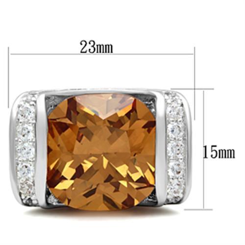 SS006 - Silver 925 Sterling Silver Ring with AAA Grade CZ in Champagne-1