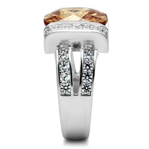 SS006 - Silver 925 Sterling Silver Ring with AAA Grade CZ in Champagne-3