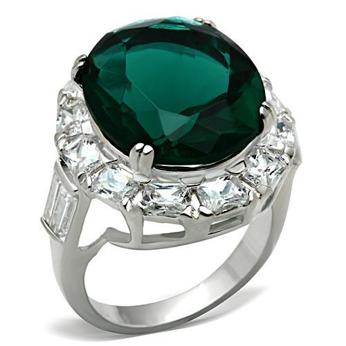 SS007 - Silver 925 Sterling Silver Ring with Synthetic Synthetic Glass in Blue Zircon-0