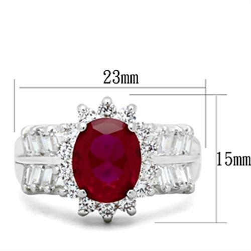 SS009 - Silver 925 Sterling Silver Ring with AAA Grade CZ in Ruby-1