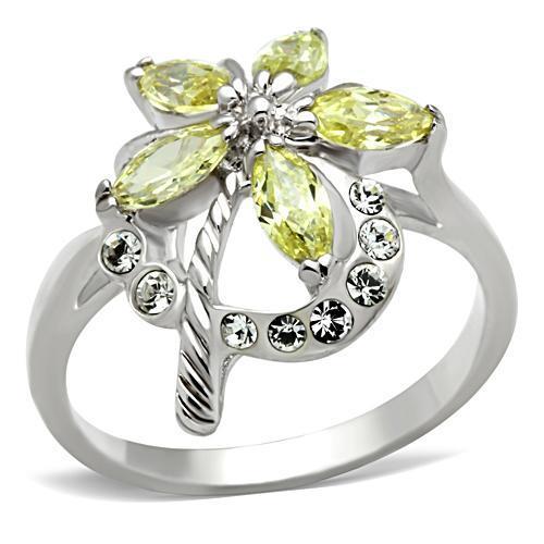 SS013 - Silver 925 Sterling Silver Ring with AAA Grade CZ in Apple Green color-0