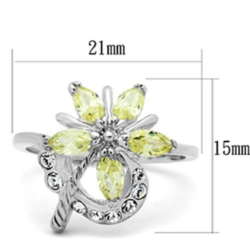 SS013 - Silver 925 Sterling Silver Ring with AAA Grade CZ in Apple Green color-1
