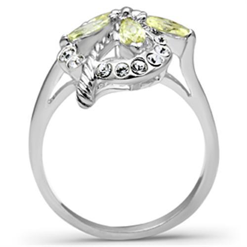 SS013 - Silver 925 Sterling Silver Ring with AAA Grade CZ in Apple Green color-2