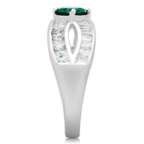 SS014 - Silver 925 Sterling Silver Ring with Synthetic Synthetic Glass in Blue Zircon-3