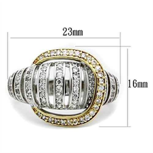 SS015 - Gold+Rhodium 925 Sterling Silver Ring with AAA Grade CZ in Clear-1