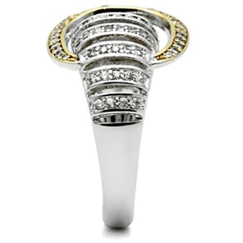 SS015 - Gold+Rhodium 925 Sterling Silver Ring with AAA Grade CZ in Clear-3