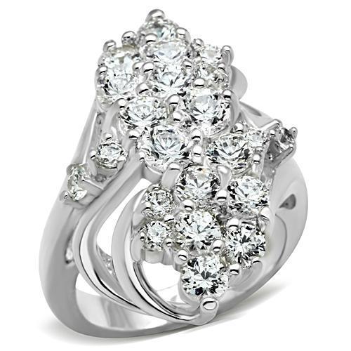 SS016 - Silver 925 Sterling Silver Ring with AAA Grade CZ in Clear-0