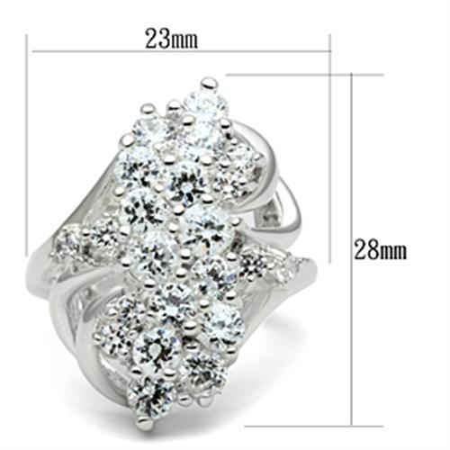 SS016 - Silver 925 Sterling Silver Ring with AAA Grade CZ in Clear-1