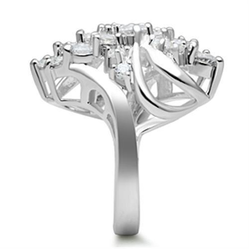 SS016 - Silver 925 Sterling Silver Ring with AAA Grade CZ in Clear-3