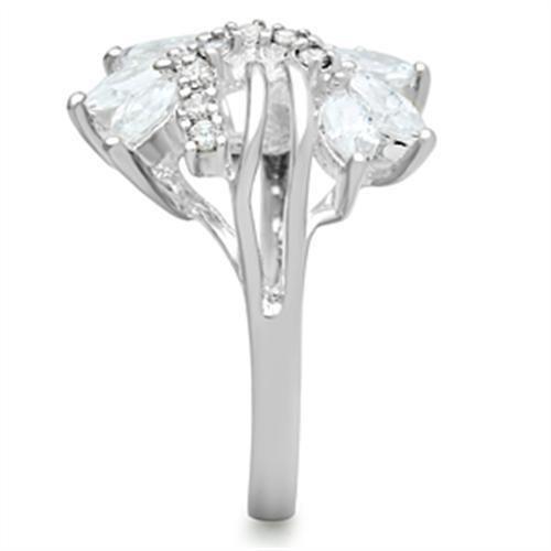 SS018 - Silver 925 Sterling Silver Ring with AAA Grade CZ in Clear-3