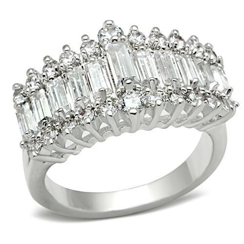 SS021 - Silver 925 Sterling Silver Ring with AAA Grade CZ in Clear-0