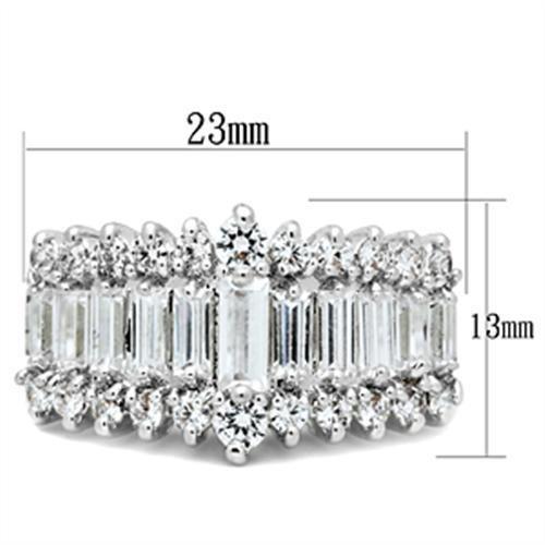 SS021 - Silver 925 Sterling Silver Ring with AAA Grade CZ in Clear-1