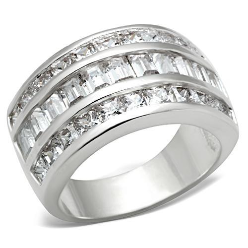 SS022 - Silver 925 Sterling Silver Ring with AAA Grade CZ in Clear-0
