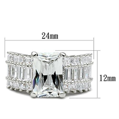 SS023 - Silver 925 Sterling Silver Ring with AAA Grade CZ in Clear-1